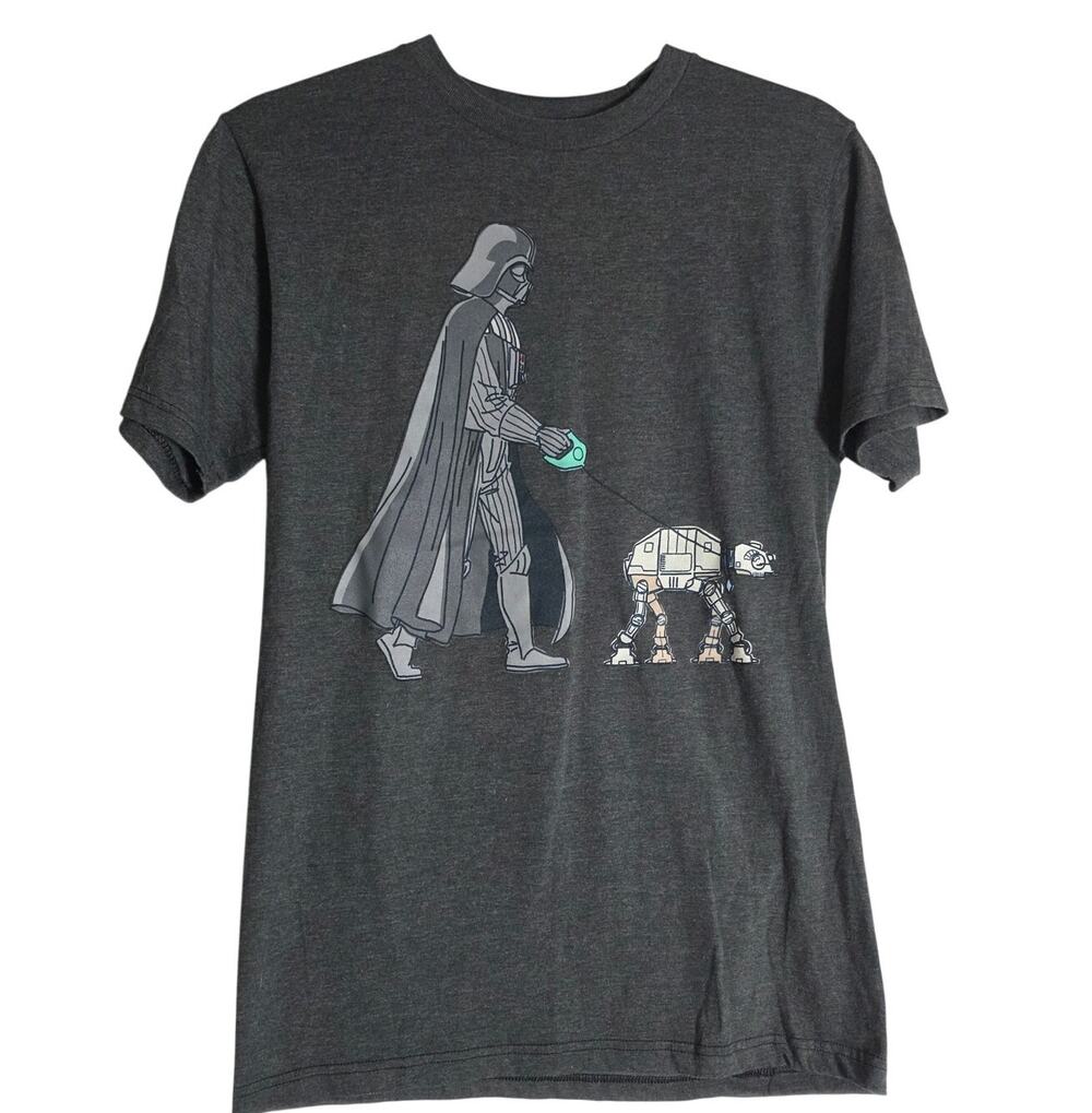 Star Wars Darth Vader ATAT Walker Graphic T Shirt Mens Small Gray Funny May 4th